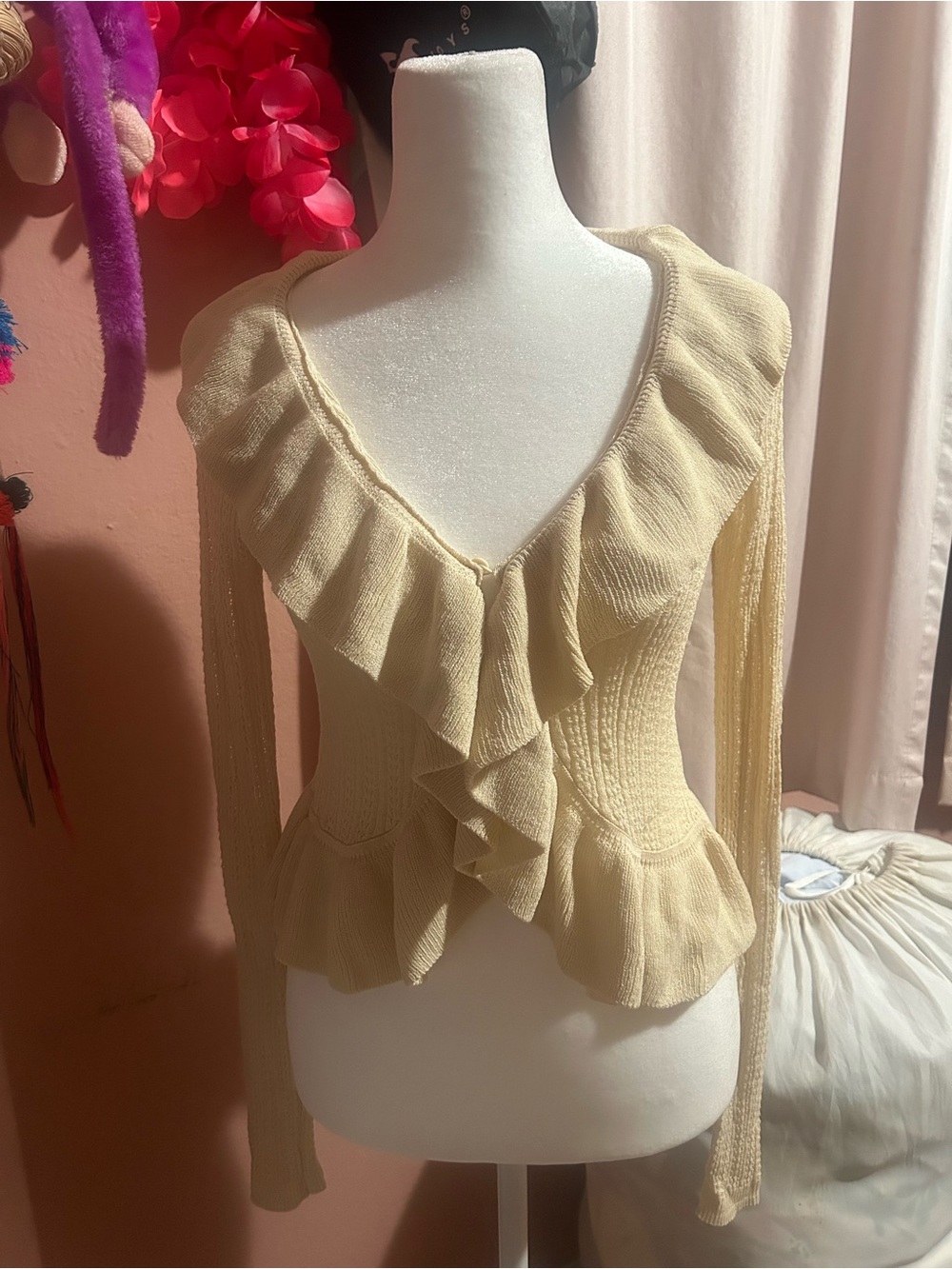 Cotton On Yellow Ruffle Front Knit Cardigan